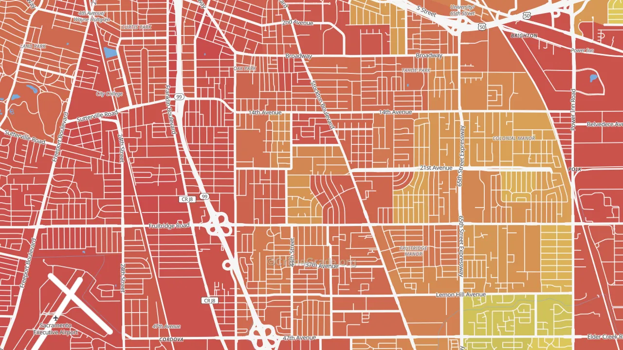 Lawrence Park, Sacramento, CA Map of Vehicle Theft Rates