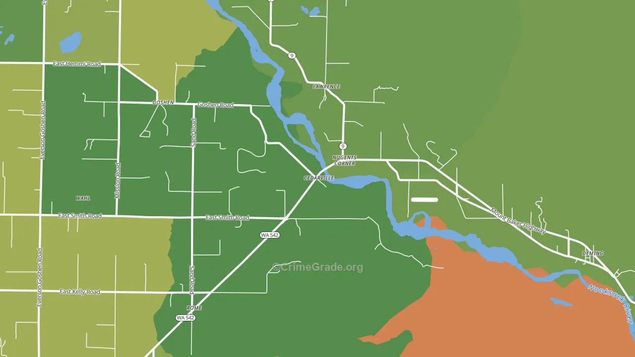 Lawrence, WA Map of Vehicle Theft Rates