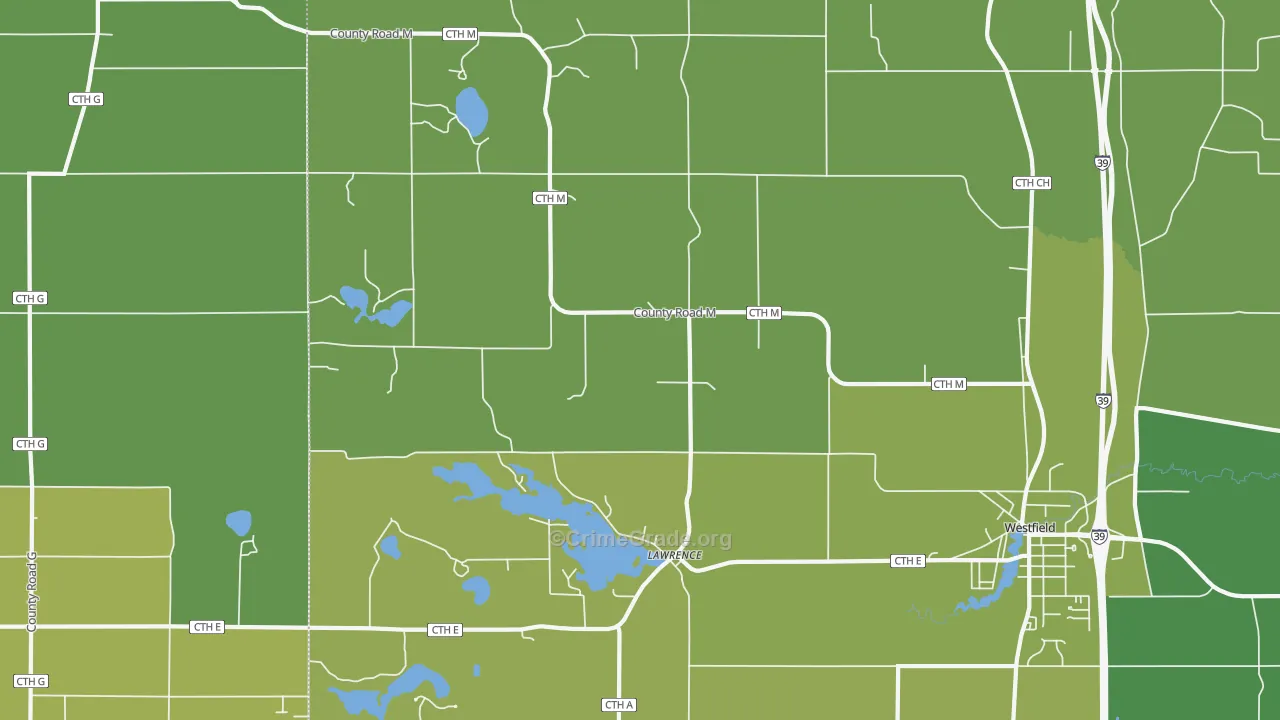 Lawrence, WI Map of Vehicle Theft Rates