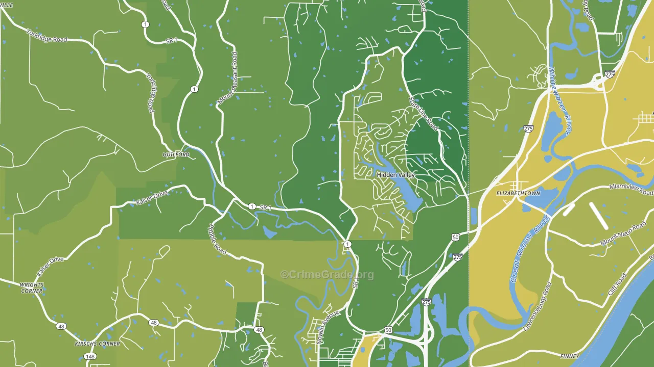 Lawrenceburg, IN Map of Vehicle Theft Rates