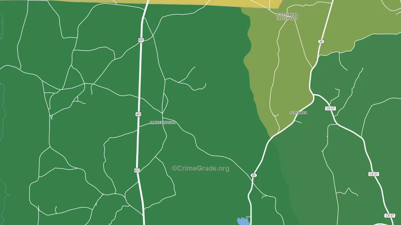 Lawrenceville, AL Map of Vehicle Theft Rates
