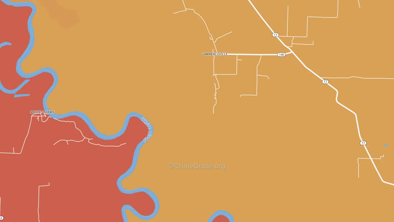 Lawrenceville, AR Map of Vehicle Theft Rates