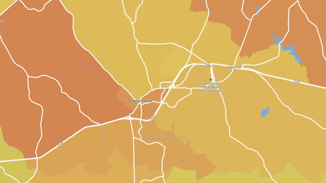 Lawrenceville, VA Map of Vehicle Theft Rates