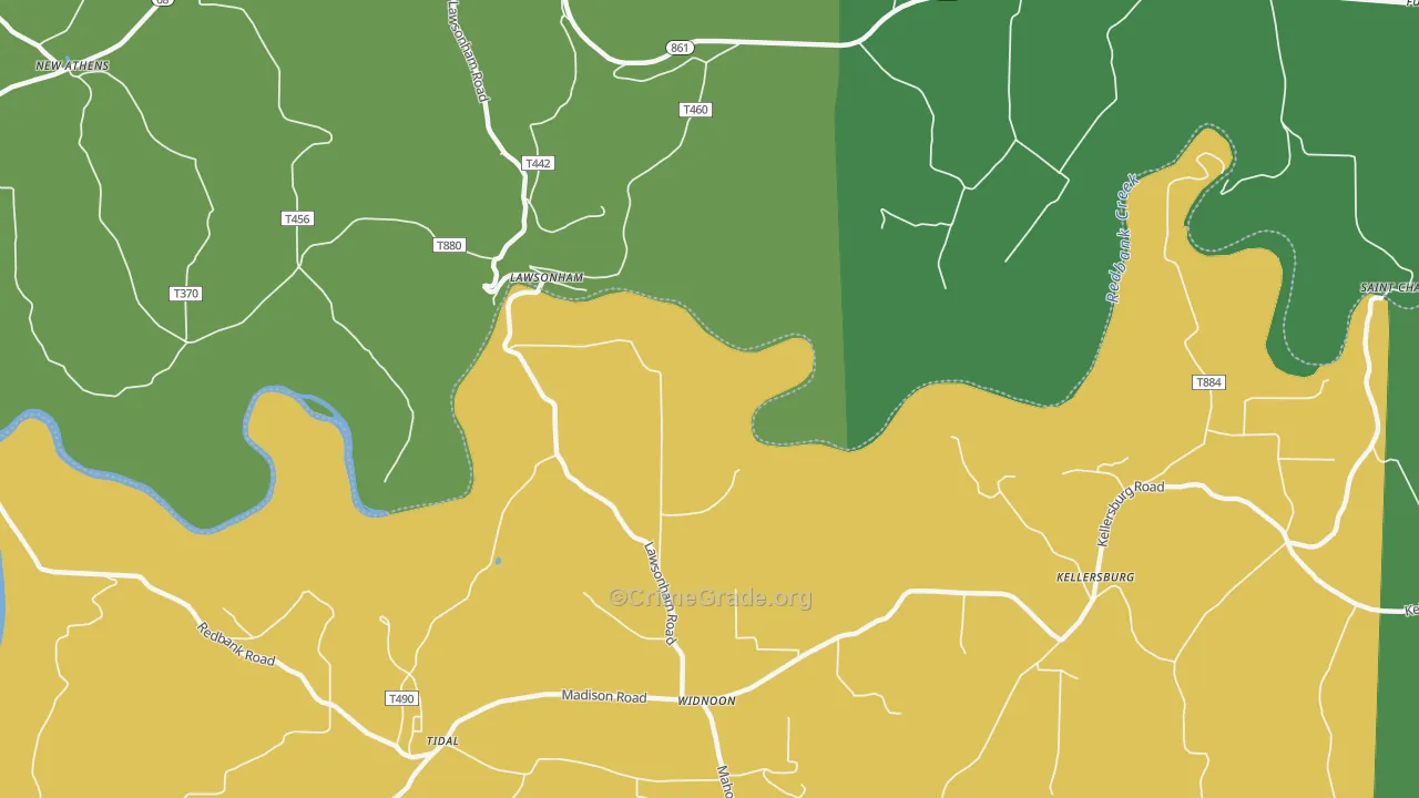 Lawsonham, PA Map of Vehicle Theft Rates