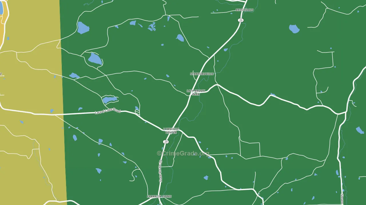 Lawsville Center, PA Map of Vehicle Theft Rates