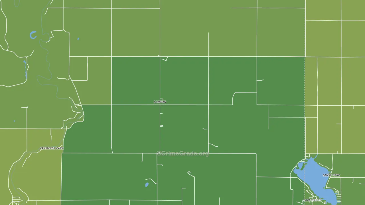 Lawton, IN Map of Vehicle Theft Rates