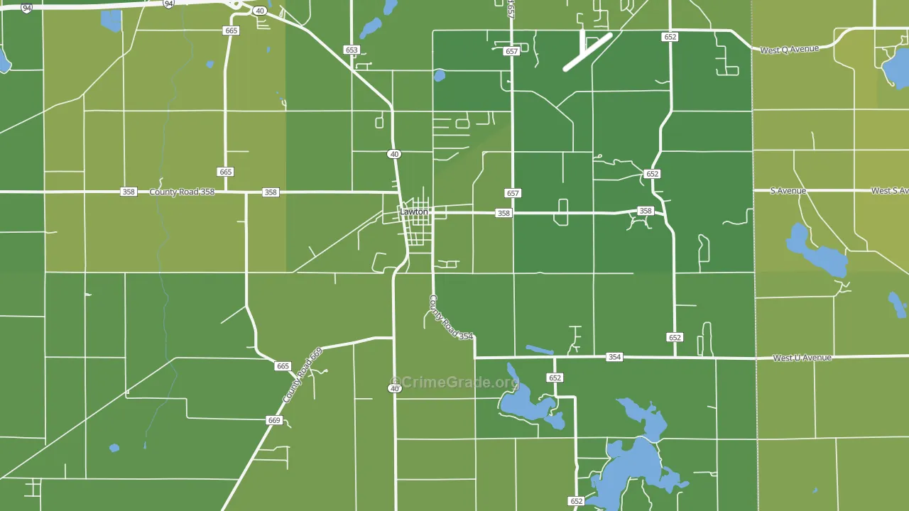 Lawton, MI Map of Vehicle Theft Rates