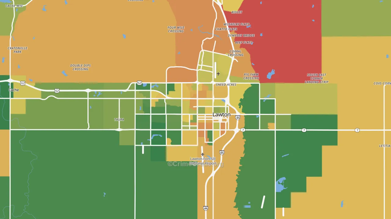 Lawton, OK Map of Vehicle Theft Rates
