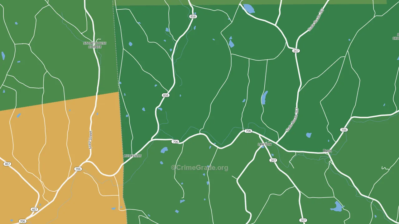 Lawton, PA Map of Vehicle Theft Rates
