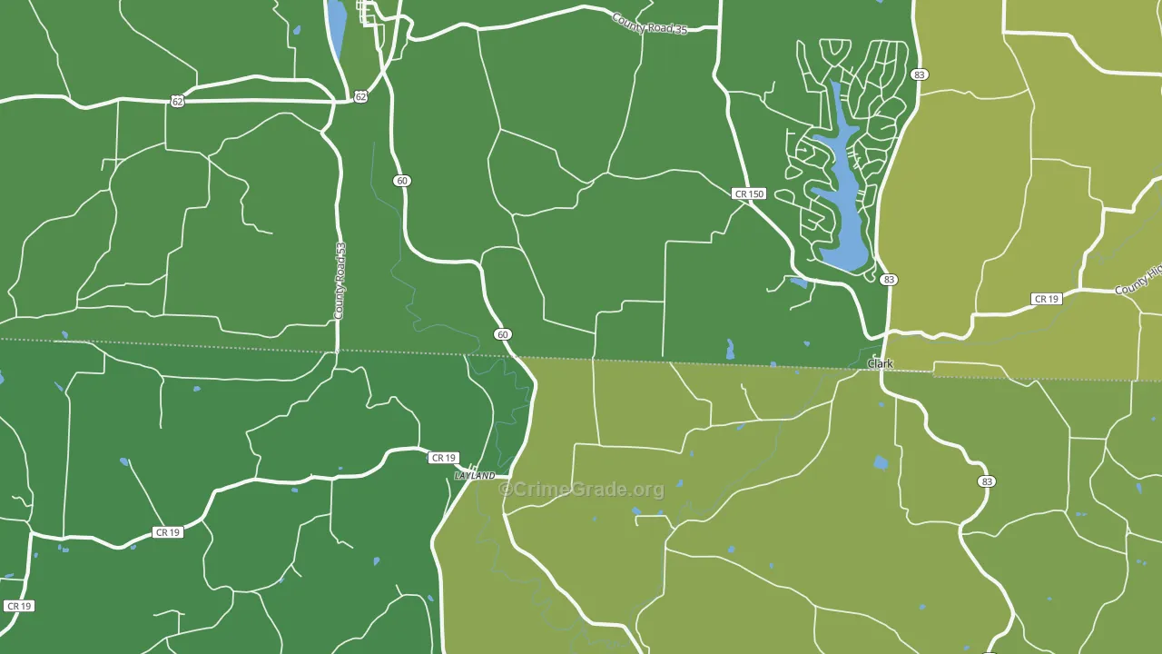 Layland, OH Map of Vehicle Theft Rates