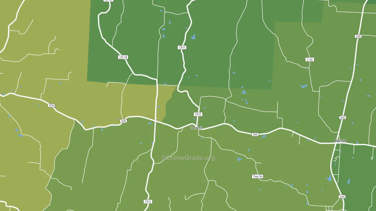 Layman, OH Map of Vehicle Theft Rates