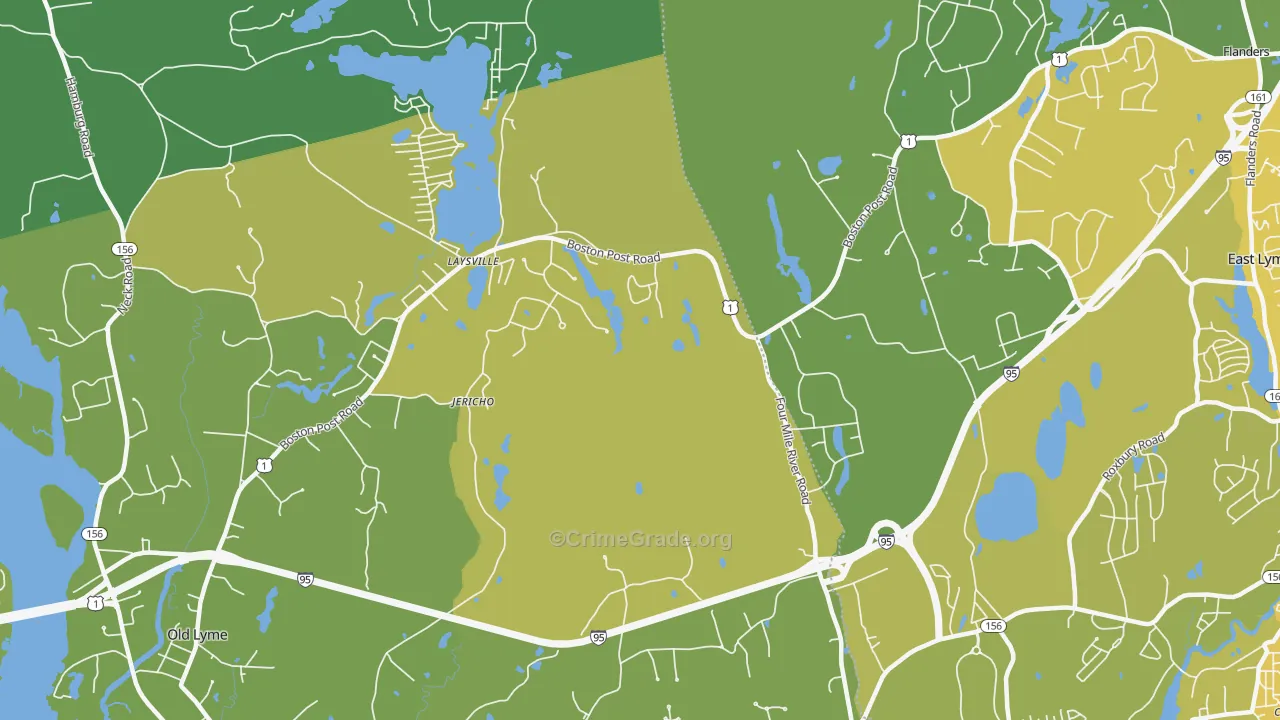 Laysville, CT Map of Vehicle Theft Rates
