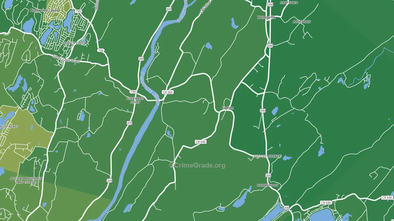 Layton, NJ Map of Vehicle Theft Rates