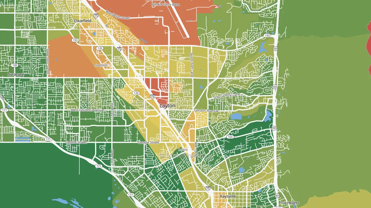 Layton, UT Map of Vehicle Theft Rates
