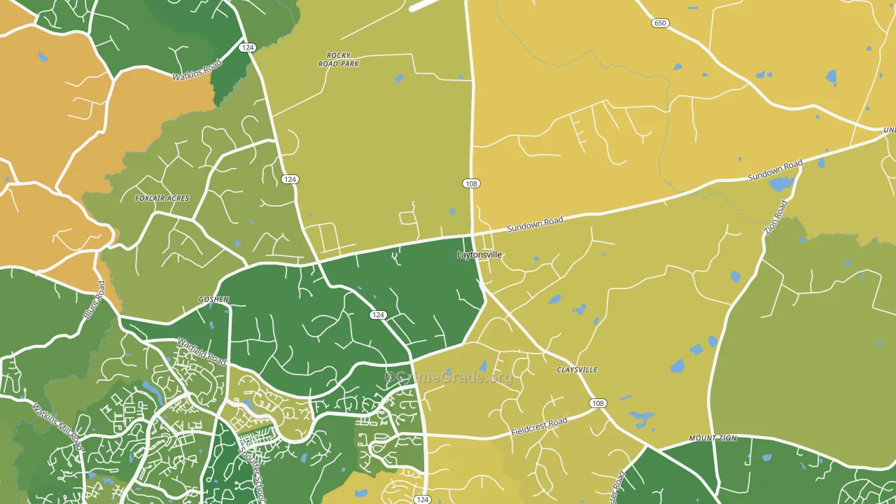 Laytonsville, MD Map of Vehicle Theft Rates