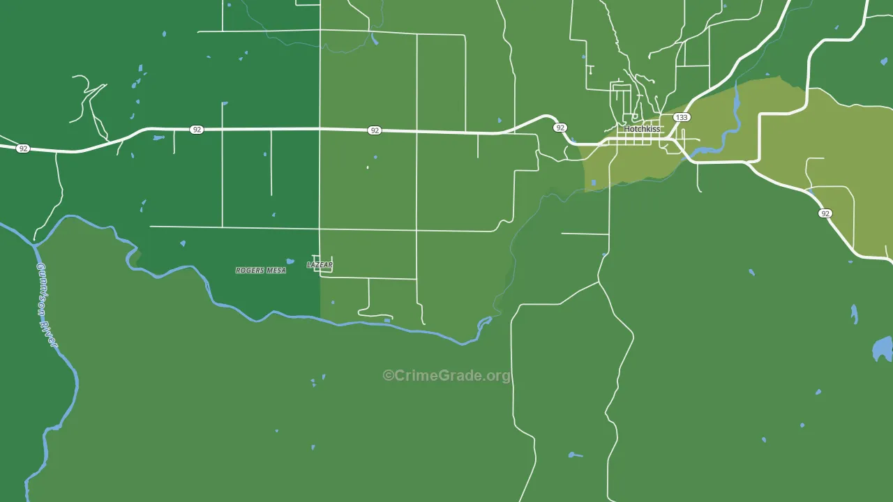 Lazear, CO Map of Vehicle Theft Rates