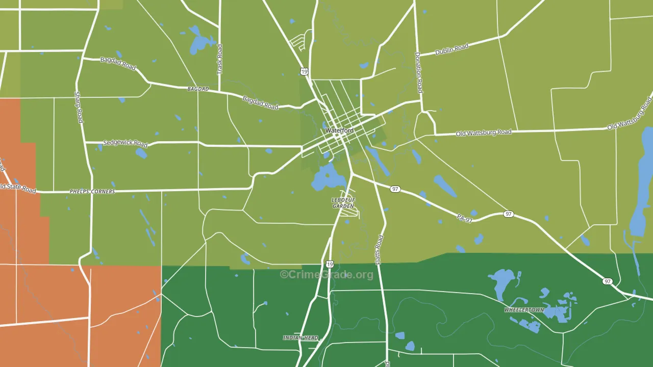 Le Boeuf Gardens, PA Map of Vehicle Theft Rates