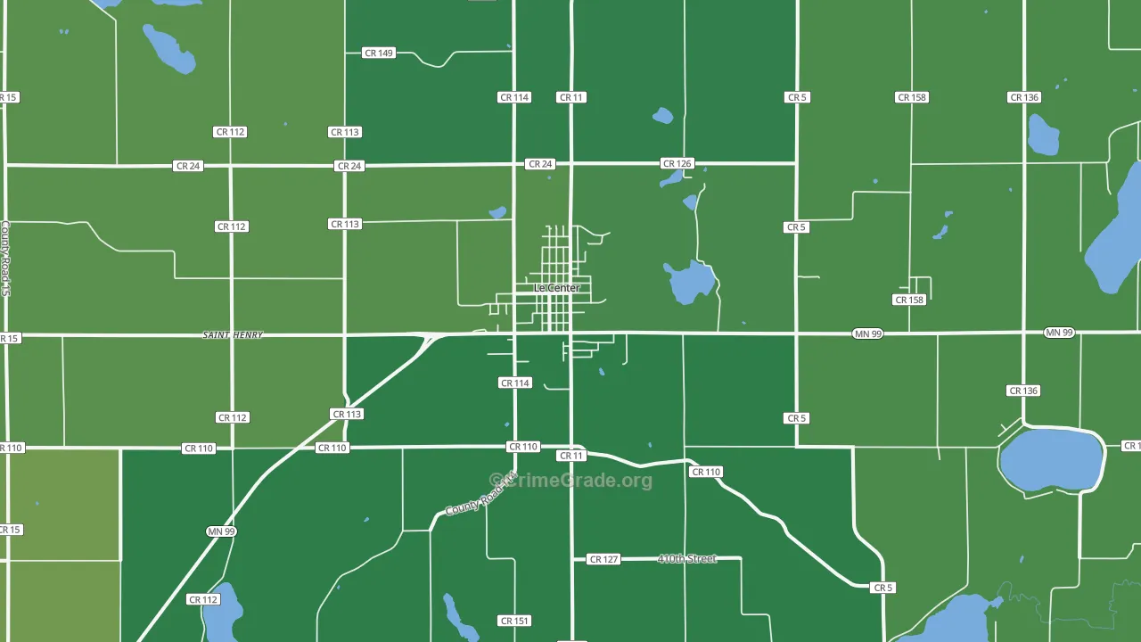 Le Center, MN Map of Vehicle Theft Rates