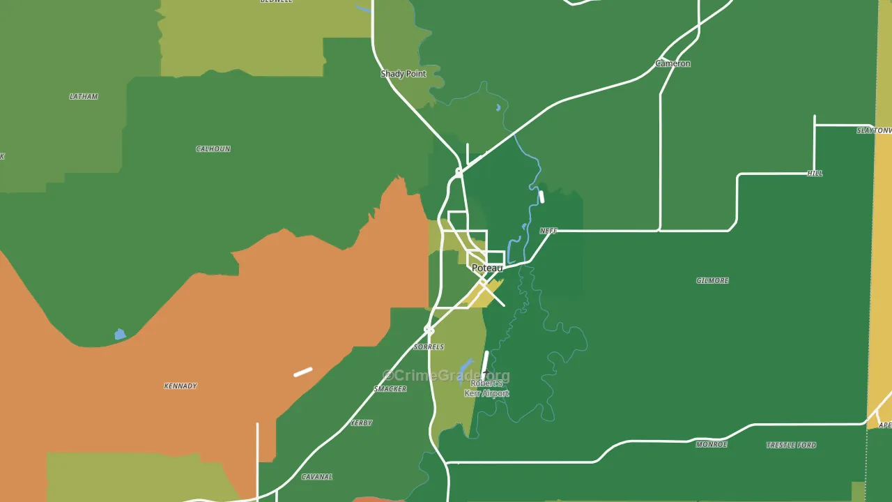 Le Flore County, OK Map of Vehicle Theft Rates