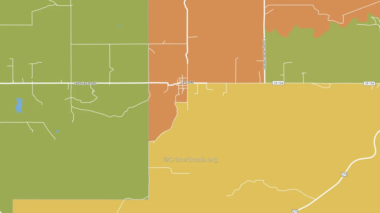 Le Flore, OK Map of Vehicle Theft Rates