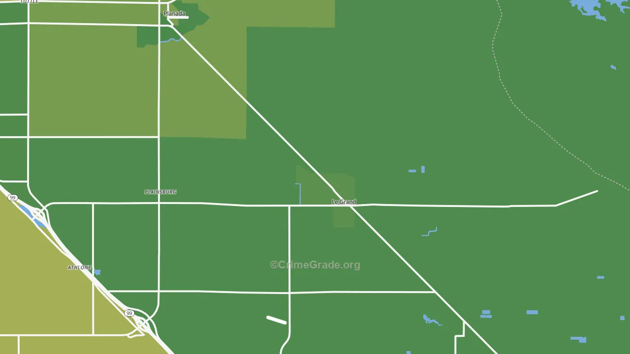 Le Grand, CA Map of Vehicle Theft Rates