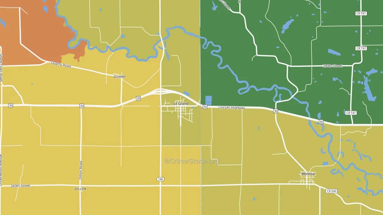 Le Grand, IA Map of Vehicle Theft Rates