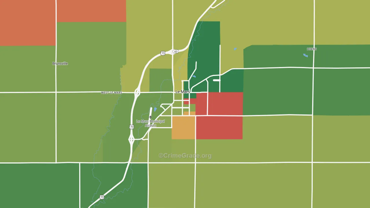 Le Mars, IA Map of Vehicle Theft Rates