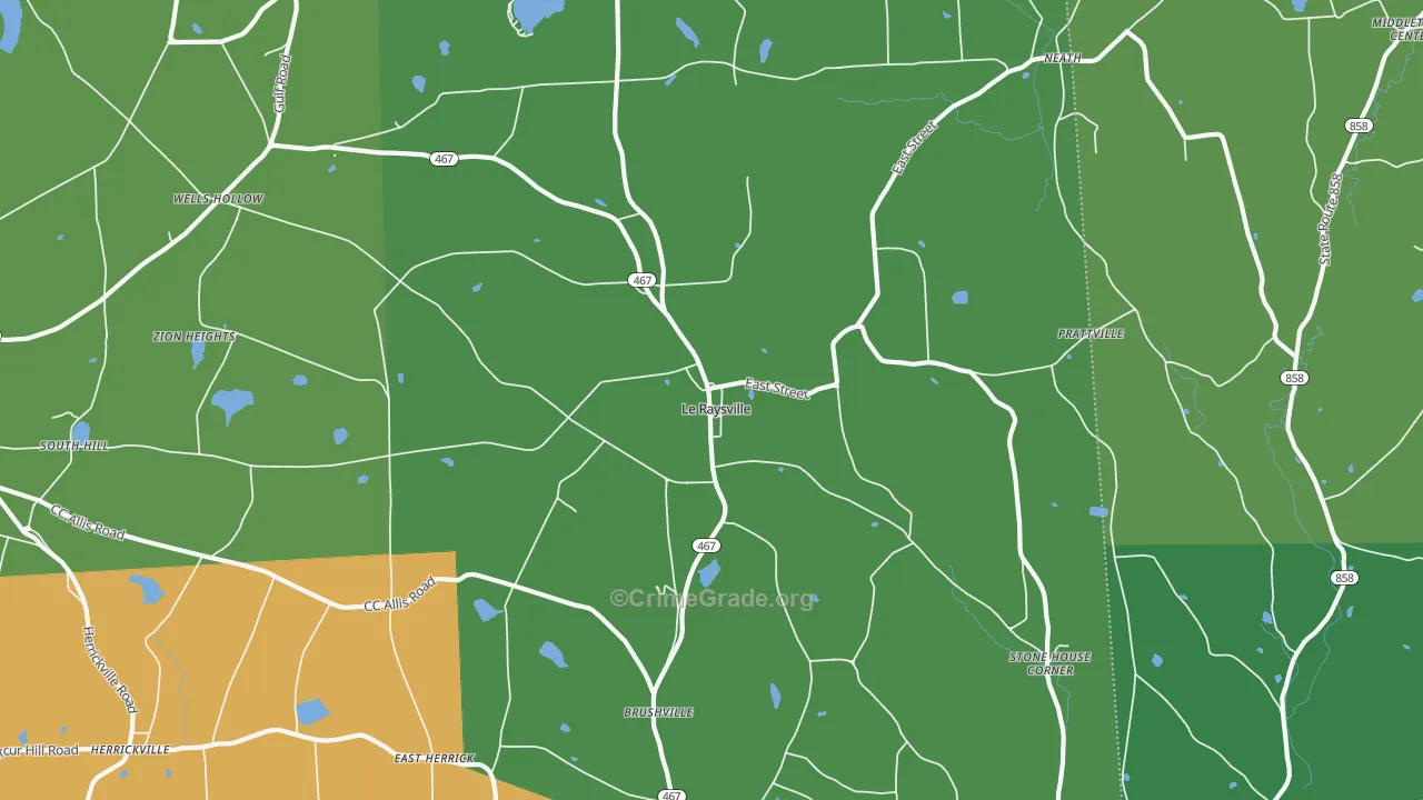 Le Raysville, PA Map of Vehicle Theft Rates
