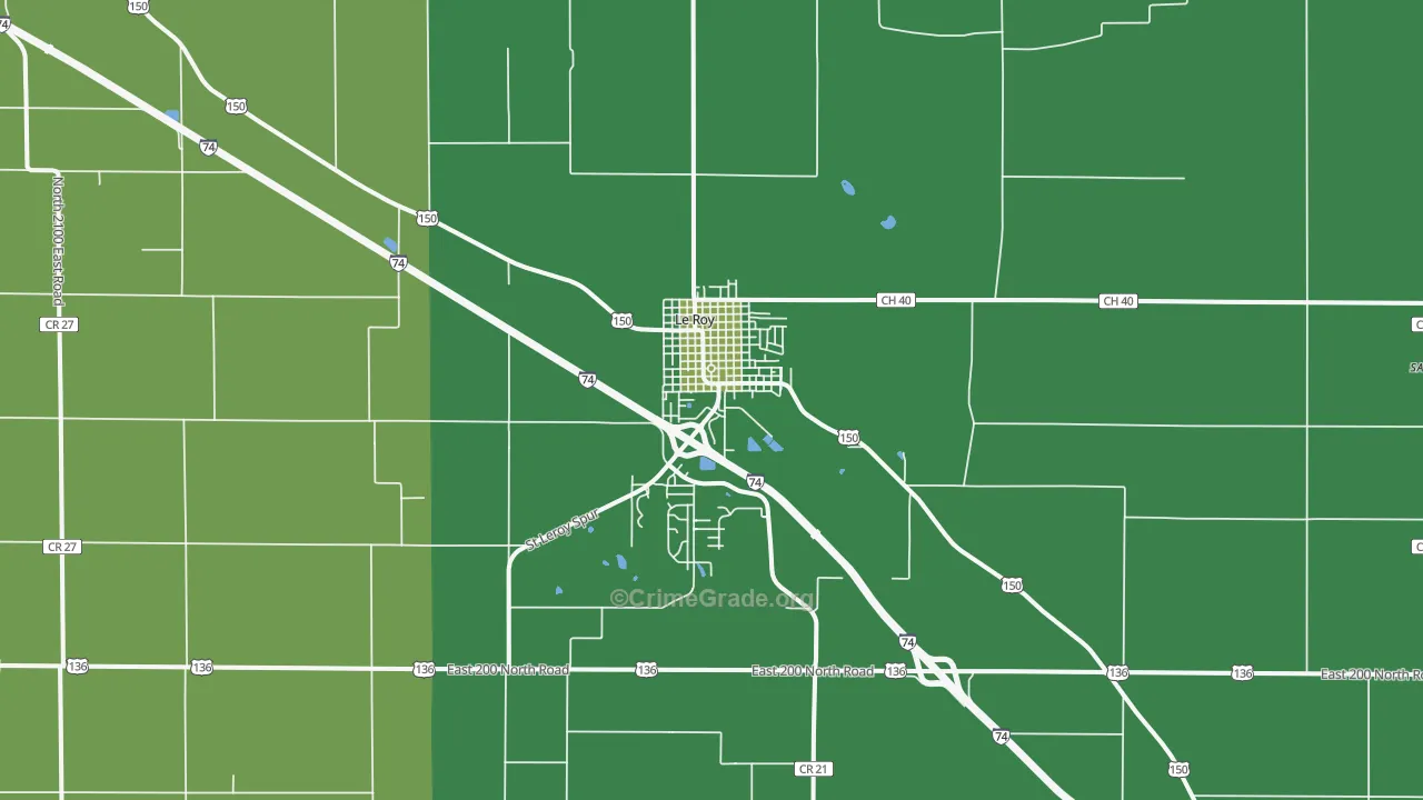 Le Roy, IL Map of Vehicle Theft Rates