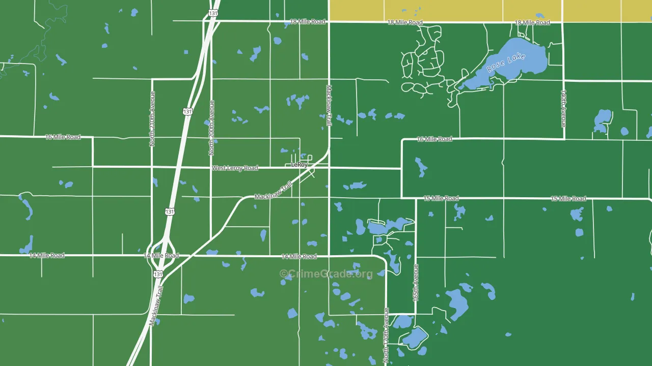 Le Roy, MI Map of Vehicle Theft Rates