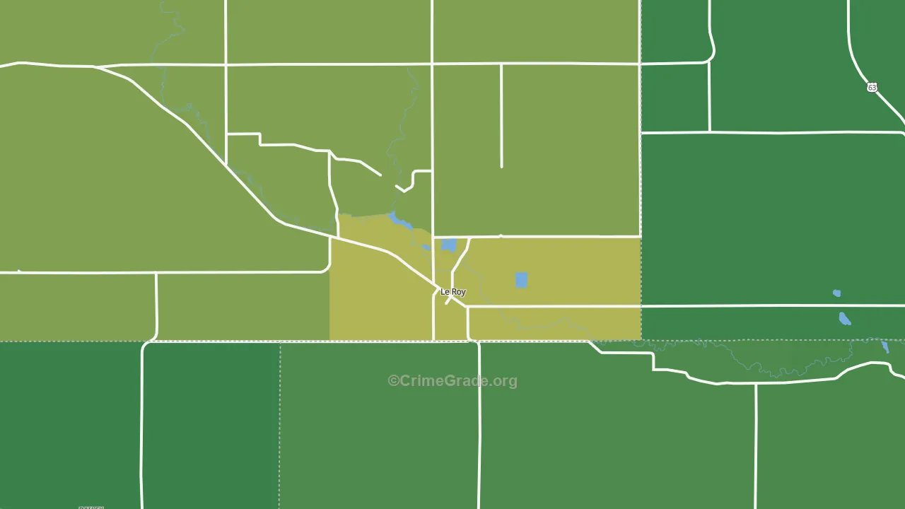 Le Roy, MN Map of Vehicle Theft Rates