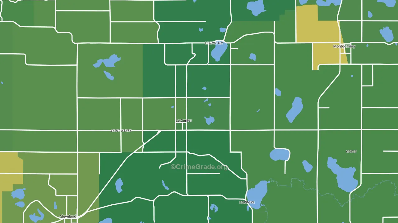 Le Sueur County, MN Map of Vehicle Theft Rates