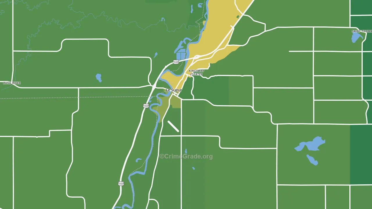 Le Sueur, MN Map of Vehicle Theft Rates