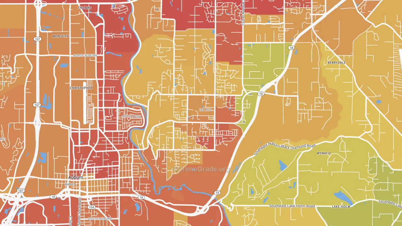 Lea Hill, Auburn, WA Map of Vehicle Theft Rates
