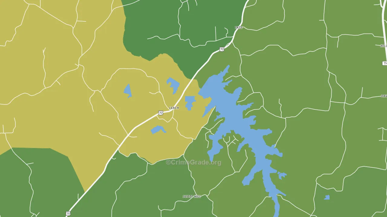 Leach, TN Map of Vehicle Theft Rates