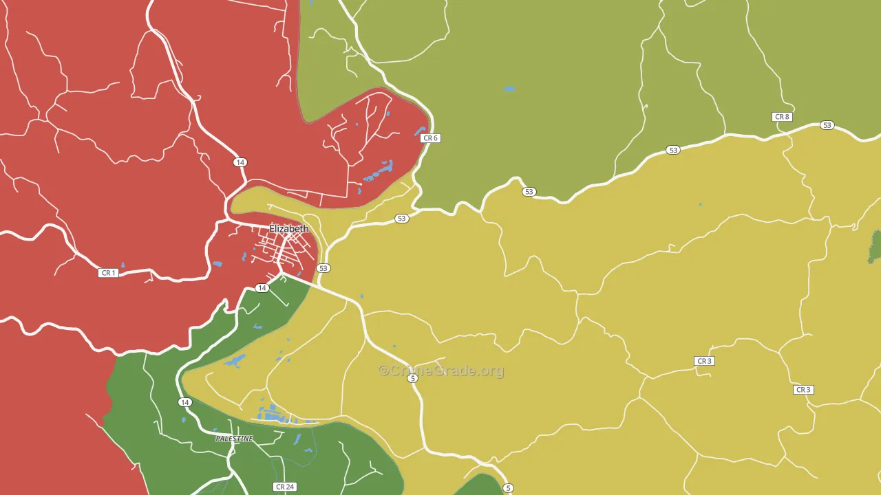 Leachtown, WV Map of Vehicle Theft Rates