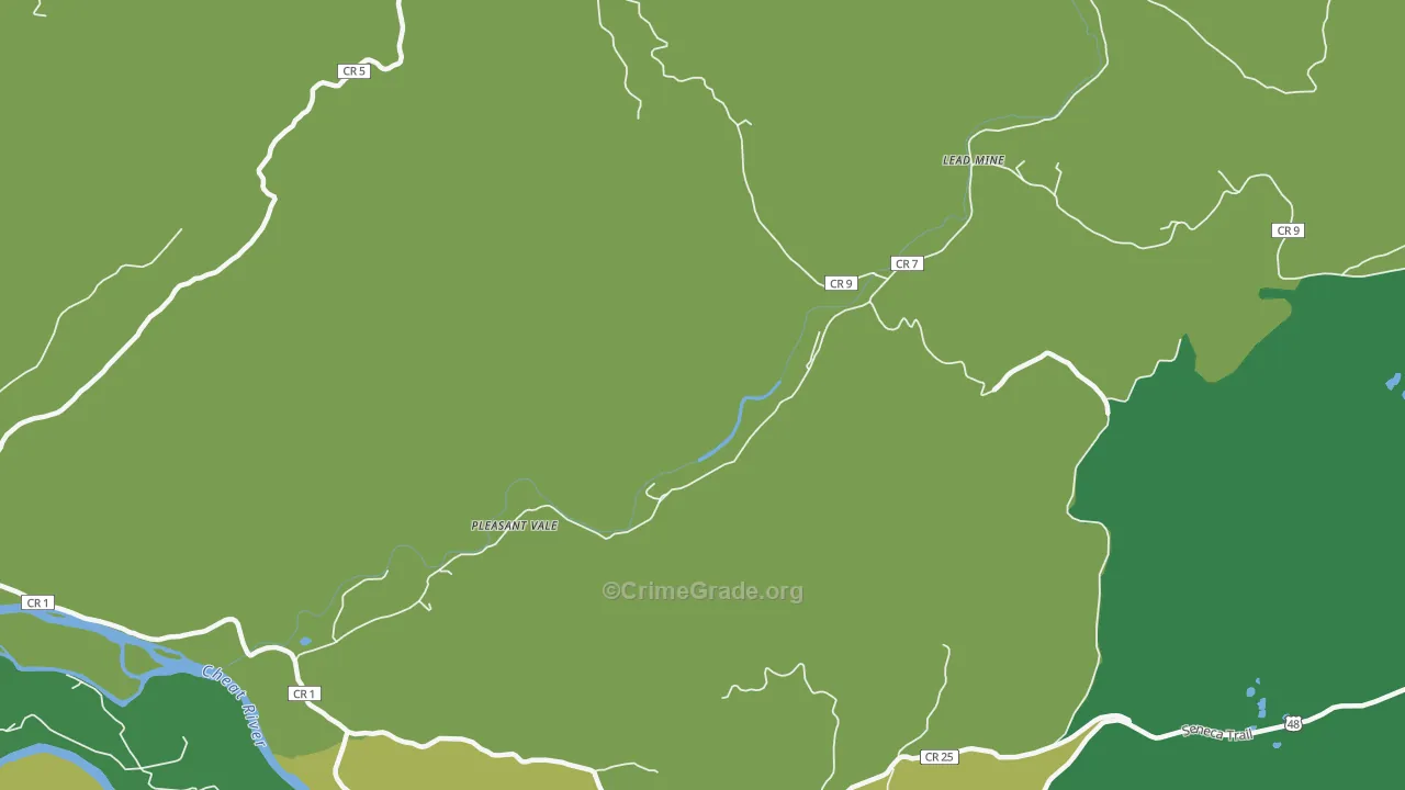 Lead Mine, WV Map of Vehicle Theft Rates
