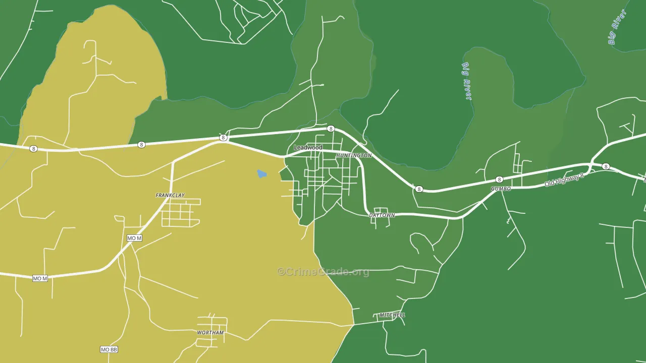 Leadwood, MO Map of Vehicle Theft Rates