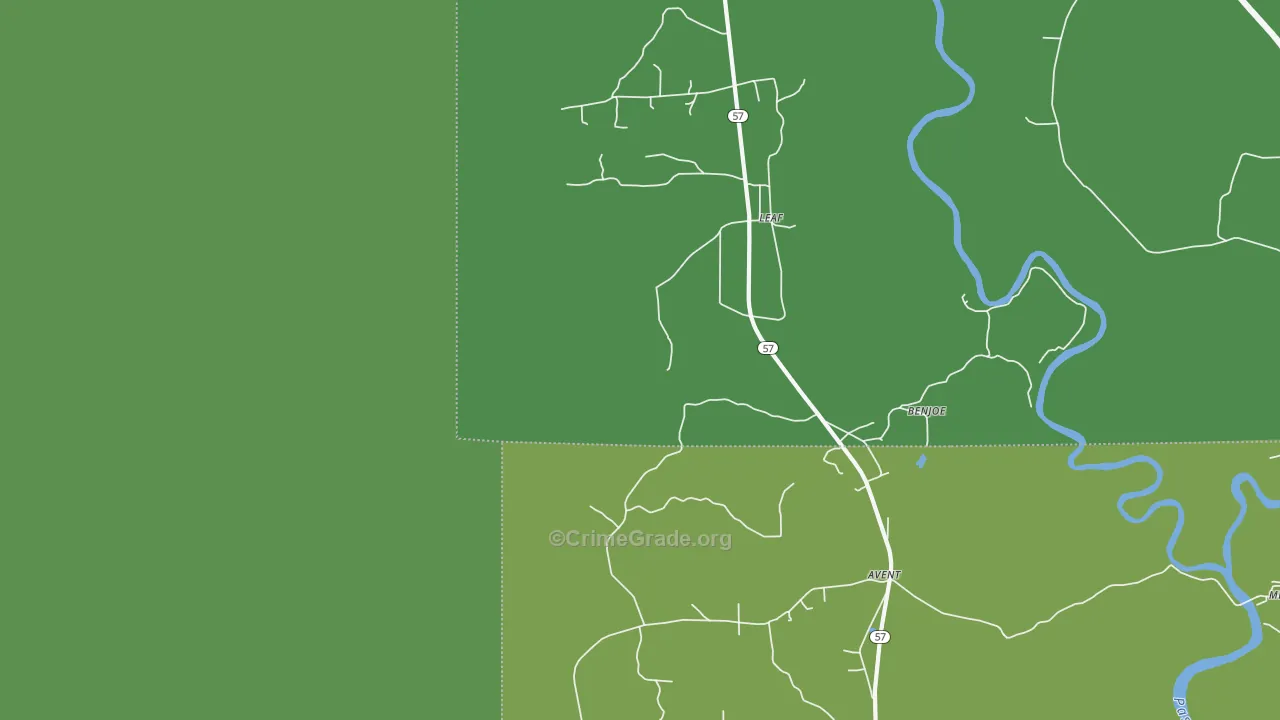 Leaf, MS Map of Vehicle Theft Rates