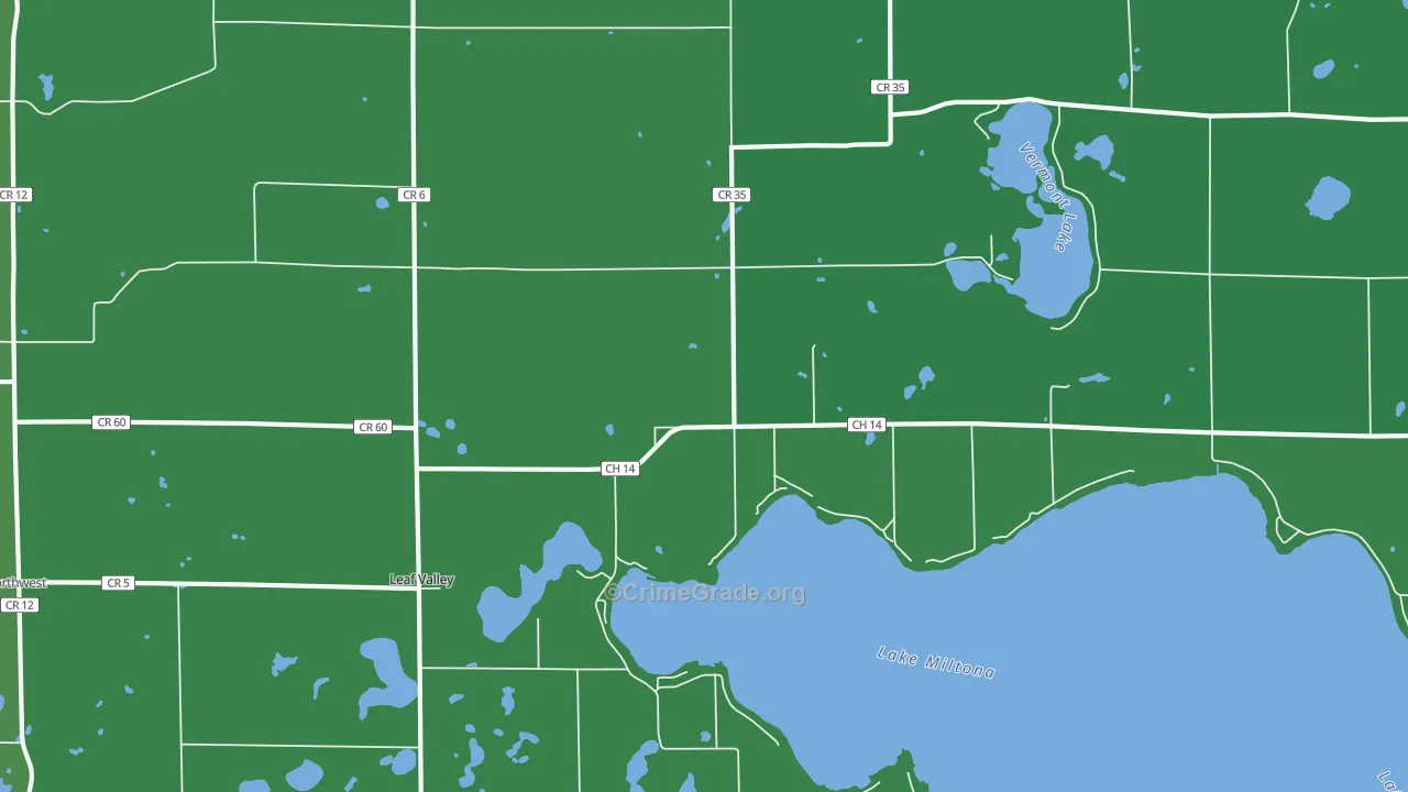 Leaf Valley, MN Map of Vehicle Theft Rates