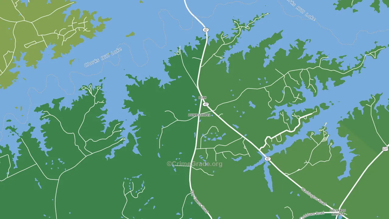 Leah, GA Map of Vehicle Theft Rates