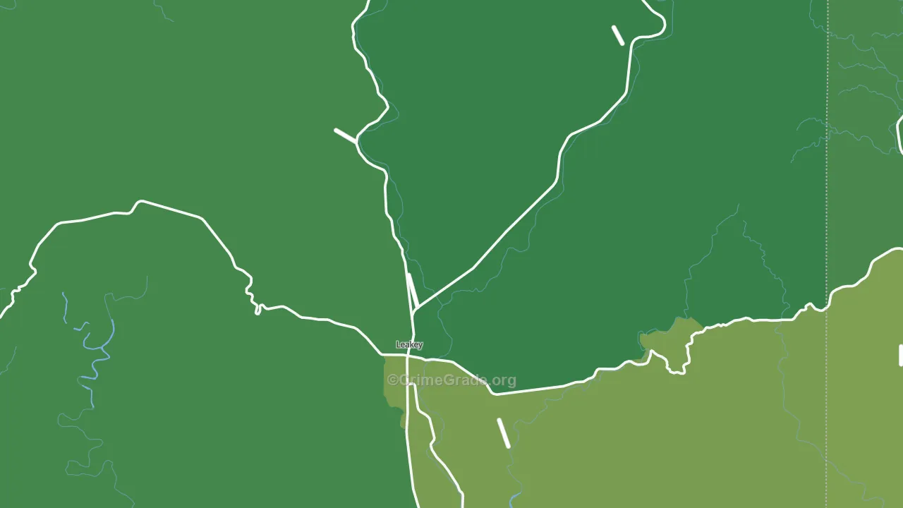 Leakey, TX Map of Vehicle Theft Rates