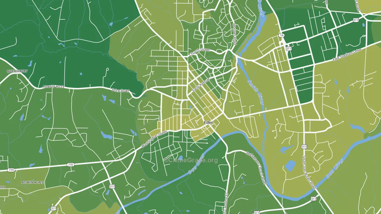 Leaksville, Eden, NC Map of Vehicle Theft Rates