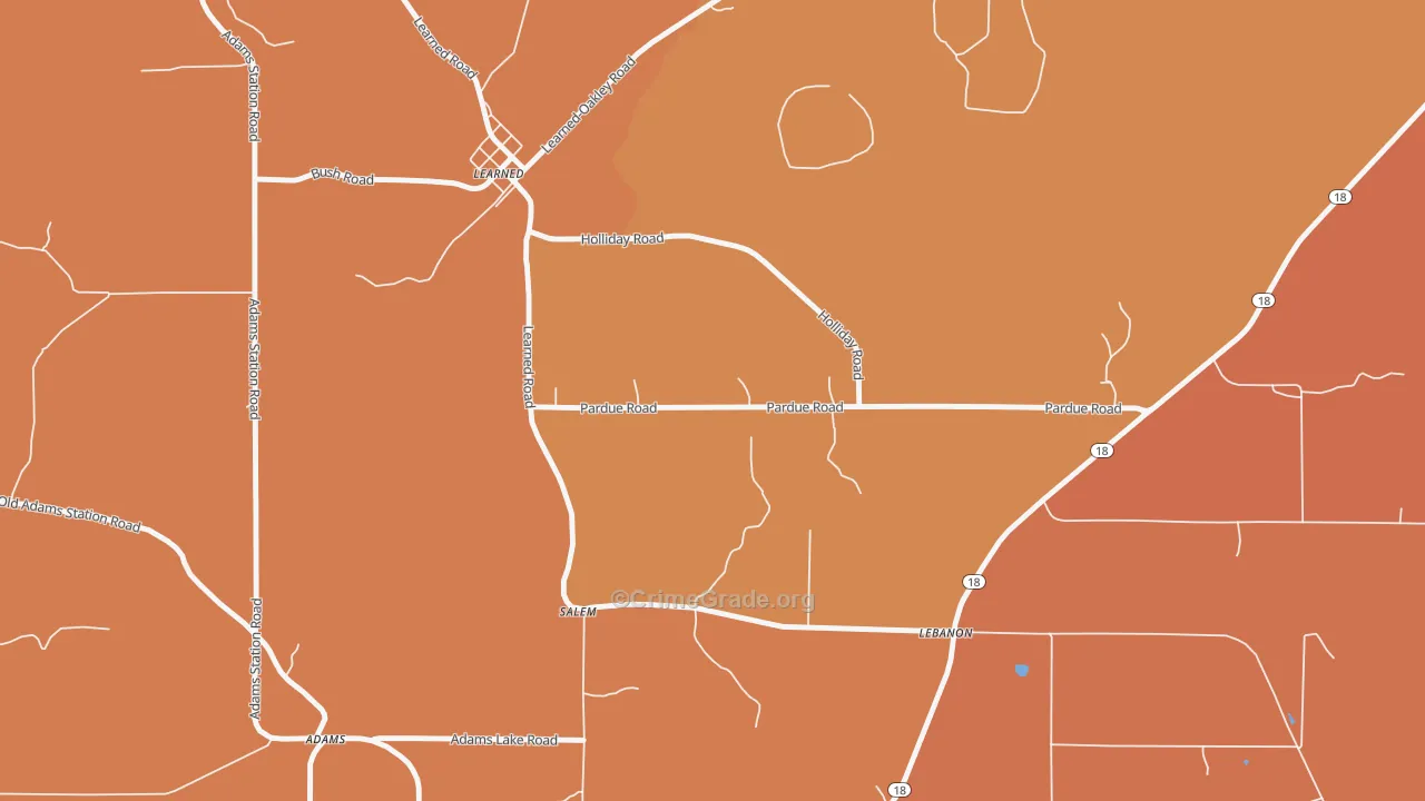 Learned, MS Map of Vehicle Theft Rates