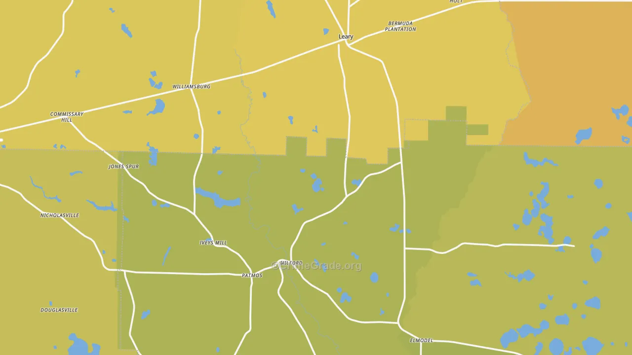 Leary, GA Map of Vehicle Theft Rates