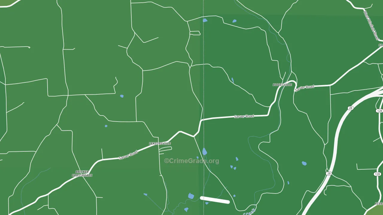Leasuresville, PA Map of Vehicle Theft Rates