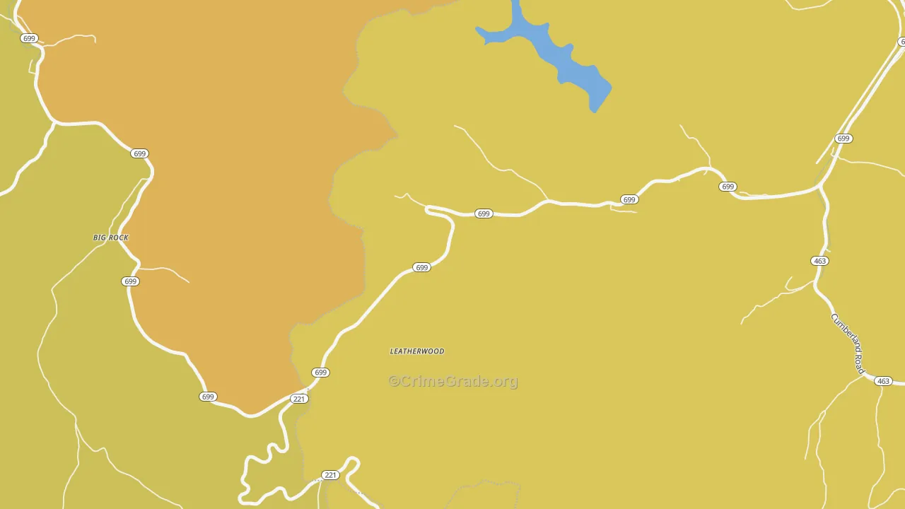 Leatherwood, KY Map of Vehicle Theft Rates