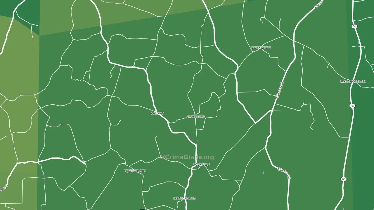 Leatherwood, PA Map of Vehicle Theft Rates