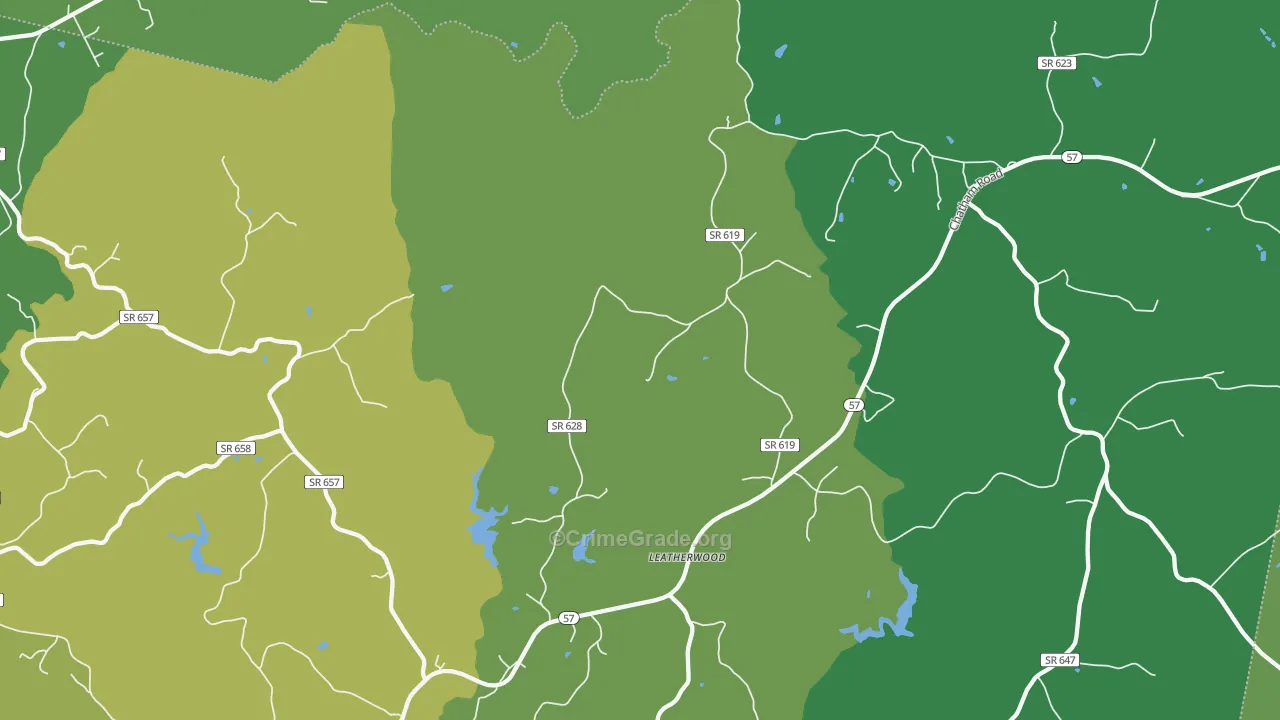 Leatherwood, VA Map of Vehicle Theft Rates