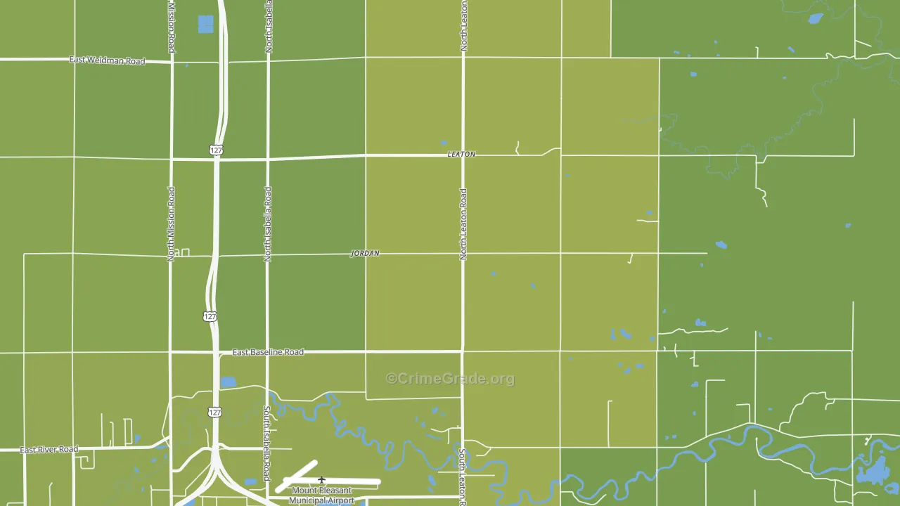 Leaton, MI Map of Vehicle Theft Rates